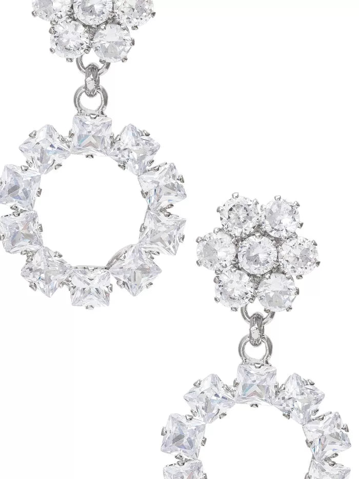 Silver Circular AD Drop Earrings