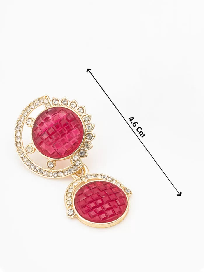 Ruby Red Dual Circle Drop Earrings