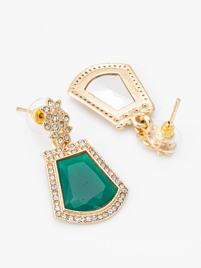 Emerald Allure Gold-Plated Earrings