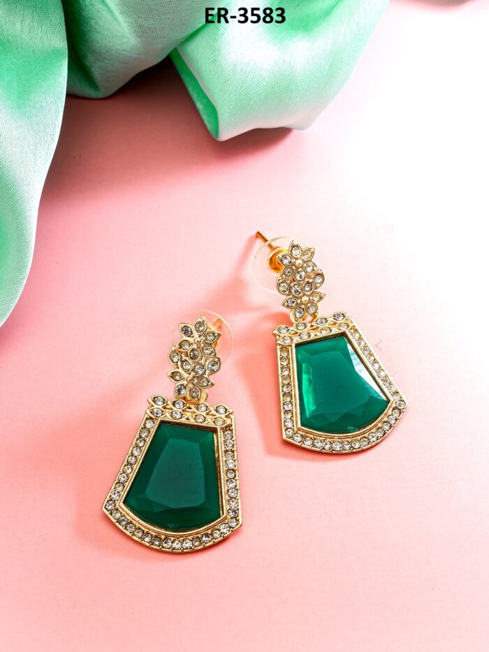 Emerald Allure Gold-Plated Earrings