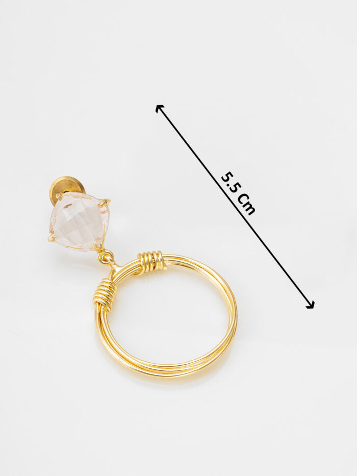 Golden Loop – White Crystal & Twisted Hoop Earrings
