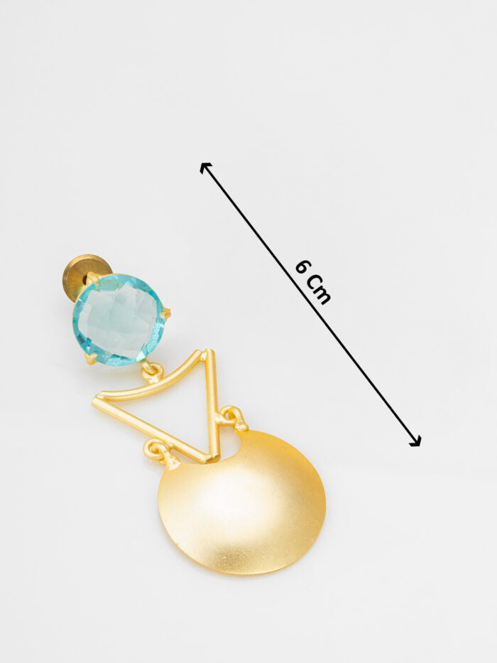 Aqua Gleam – Geometric Firozi & Gold Statement Earrings