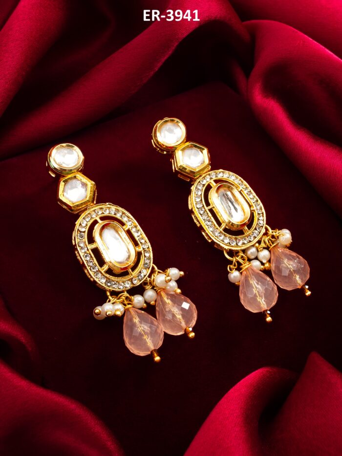 Blush Radiance Gold-Plated Designer Earrings