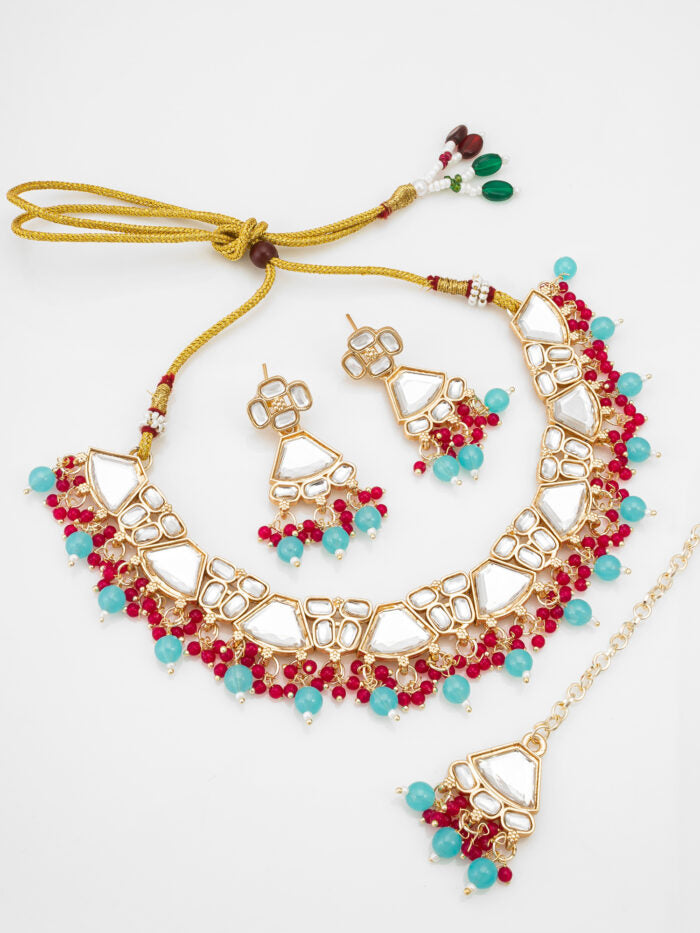 Multicolor Kundan Drop Necklace Set