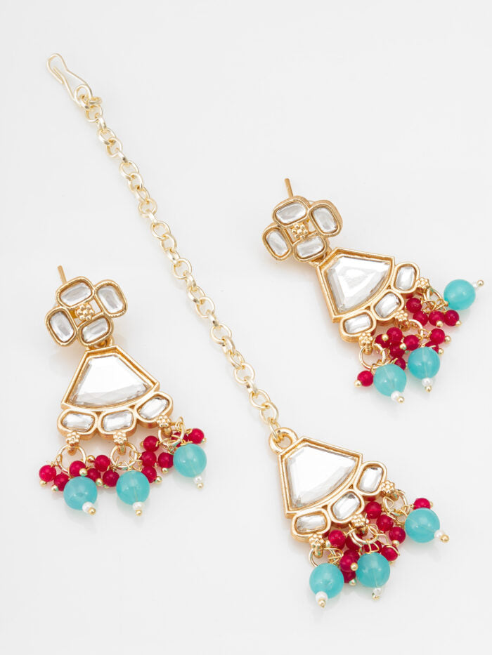 Multicolor Kundan Drop Necklace Set