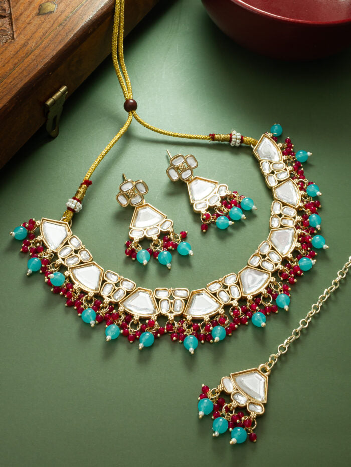 Multicolor Kundan Drop Necklace Set