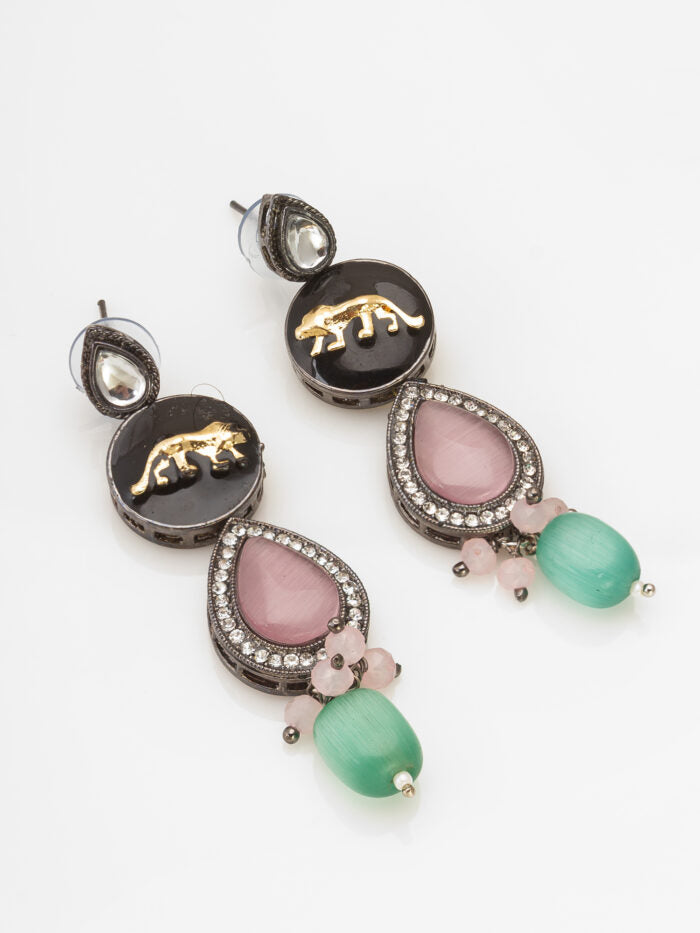 Royal Panther Oxidized Kundan Set
