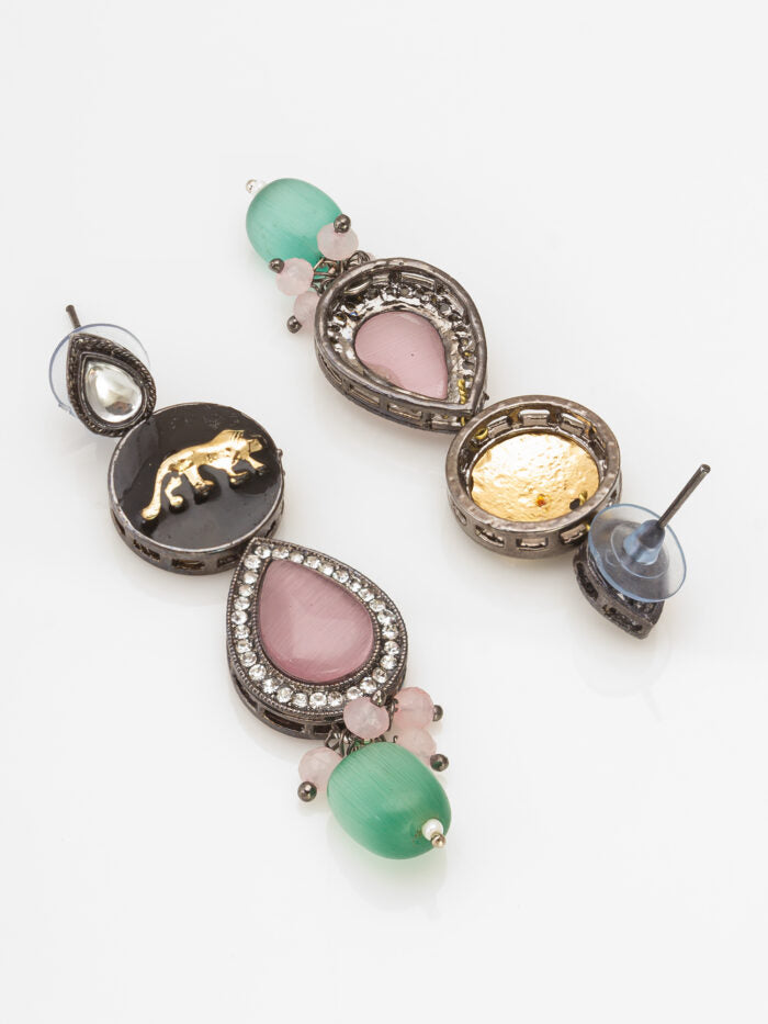 Royal Panther Oxidized Kundan Set