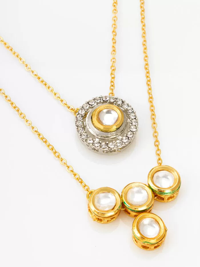 Royal Glow Kundan Twin Layer Pendant Set