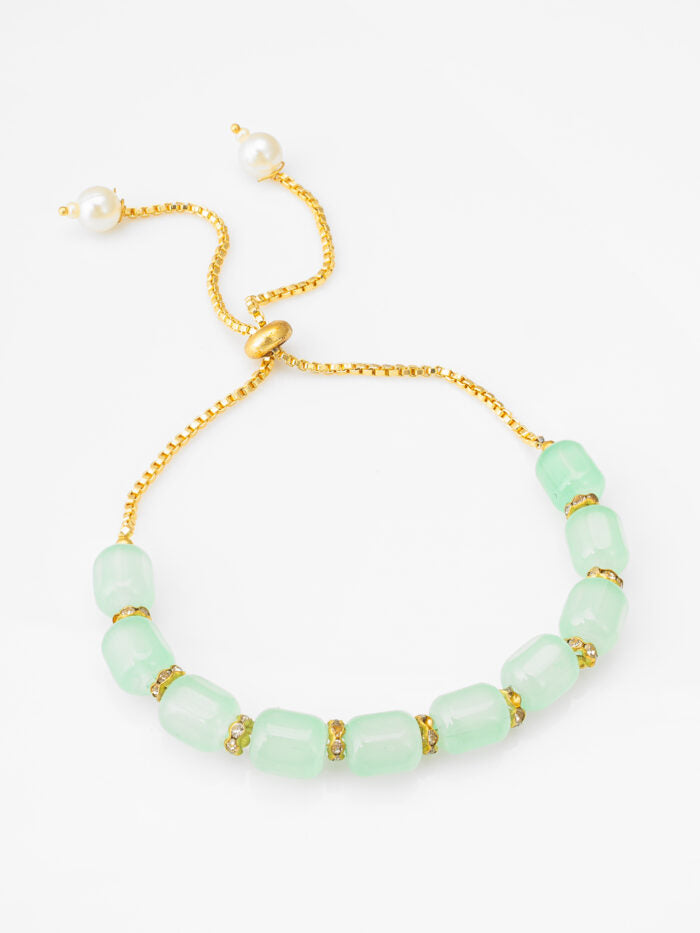 Royal Meenakari Mint Kundan Necklace & Bracelet Set