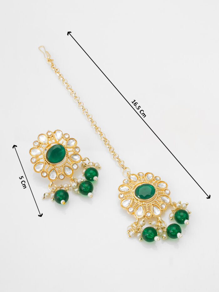 Regal Green Meenakari Kundan Jewelry Set