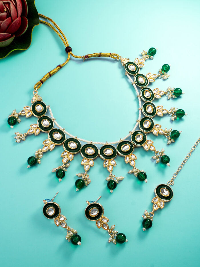 Royal Emerald Meenakari Jewelry Set