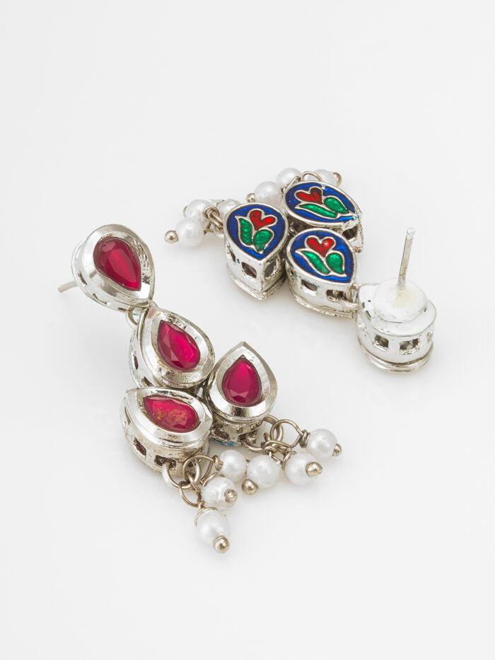 Kundan Pearl Necklace Set | Multicolor Festive Jewelry