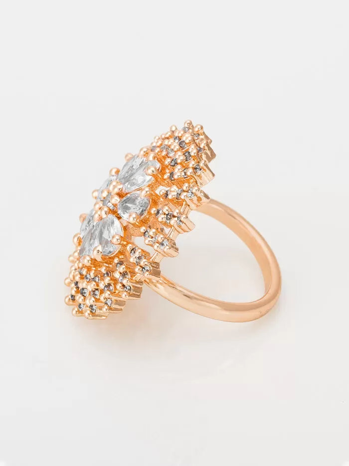 Sparkling White Floral AD Statement Ring