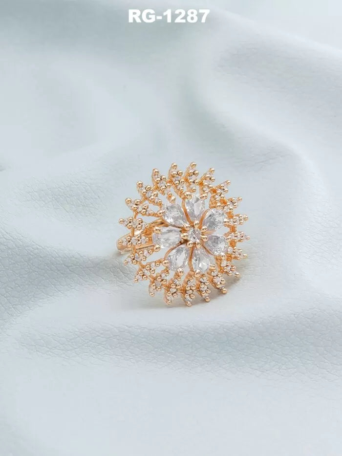 Sparkling White Floral AD Statement Ring