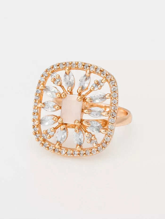 Crystal Bloom Rectangle Ring