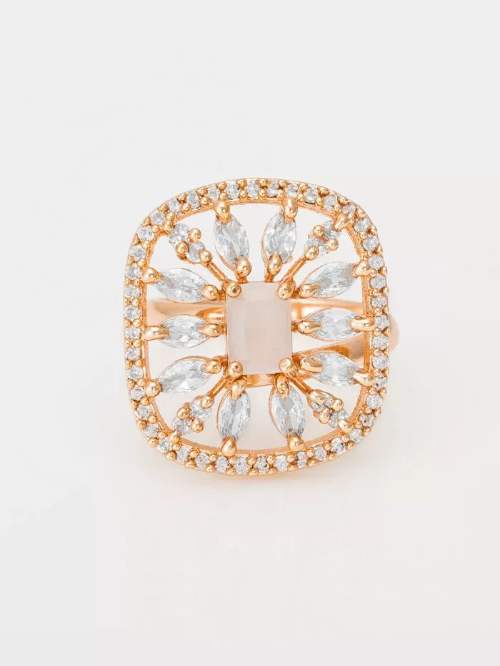Crystal Bloom Rectangle Ring