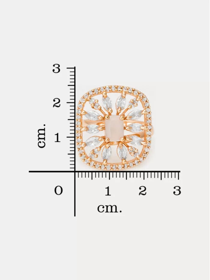 Crystal Bloom Rectangle Ring