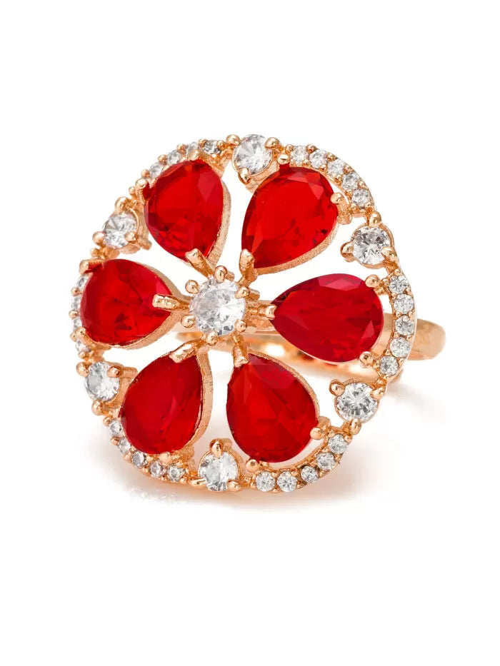 Ruby Radiance Petal Ring