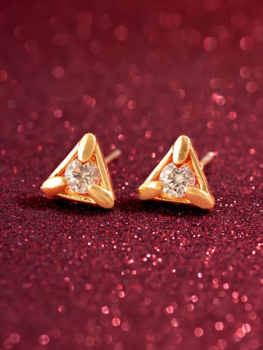 Modern stud earrings with a triangular shape set with American Diamonds.