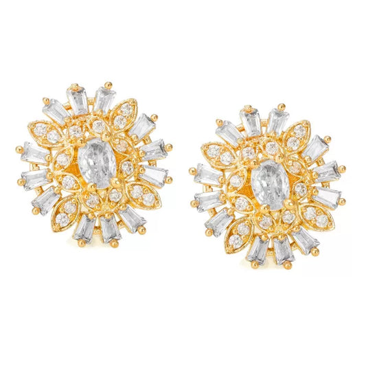 Golden Radiant Floral Stud Earrings