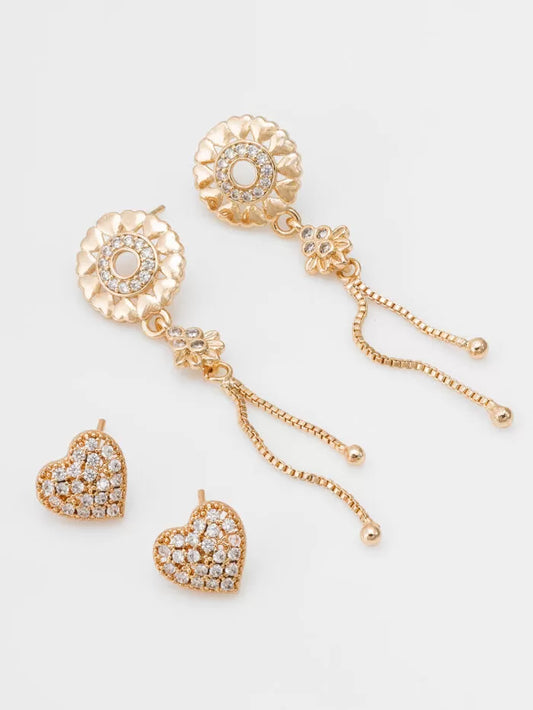 Rose Gold American Diamond Earrings Combo