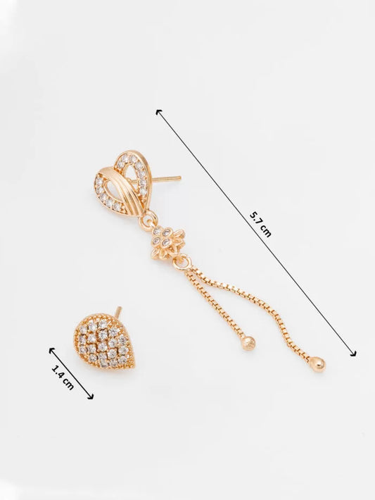 Rose Gold Dual Pair Drop & Teardrop Earrings