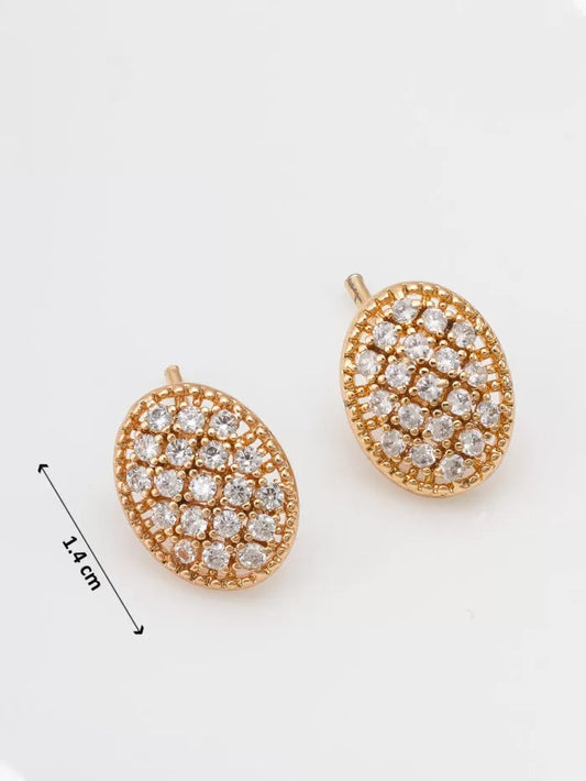 Rose Gold Oval Sparkle Stud Earrings