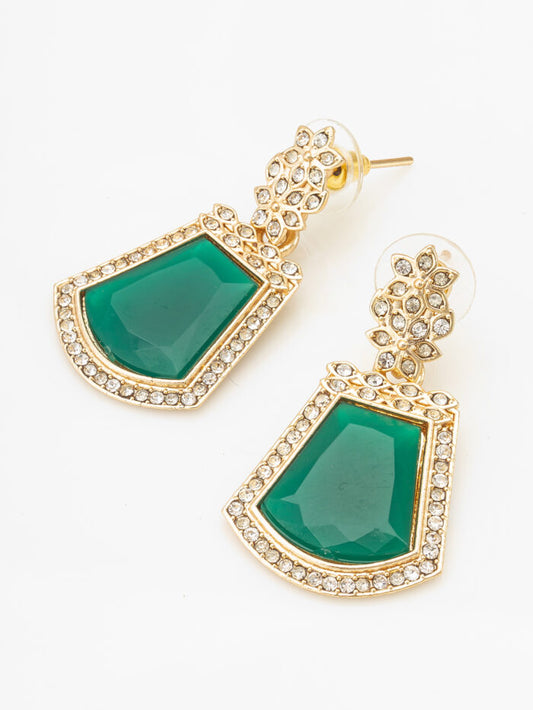 Emerald Allure Gold-Plated Earrings