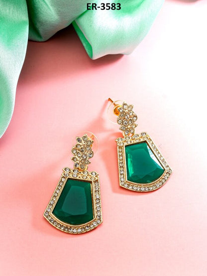 Emerald Allure Gold-Plated Earrings