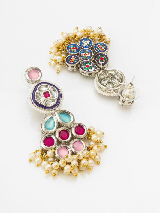 Prism Glow Multicolor Kundan Chandelier Earrings