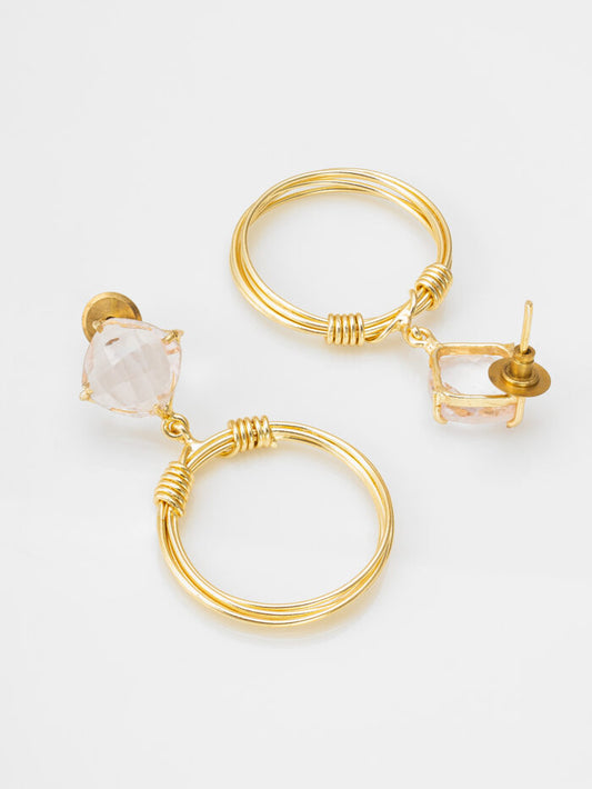 Golden Loop – White Crystal & Twisted Hoop Earrings