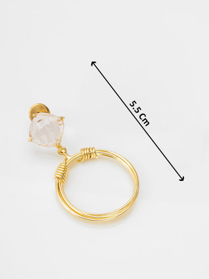 Golden Loop – White Crystal & Twisted Hoop Earrings