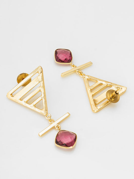 Geometric Muse – Purple Designer Statement Earrings