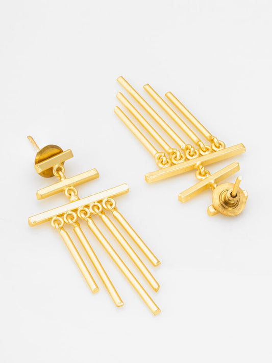 Golden Fringe Statement Earrings