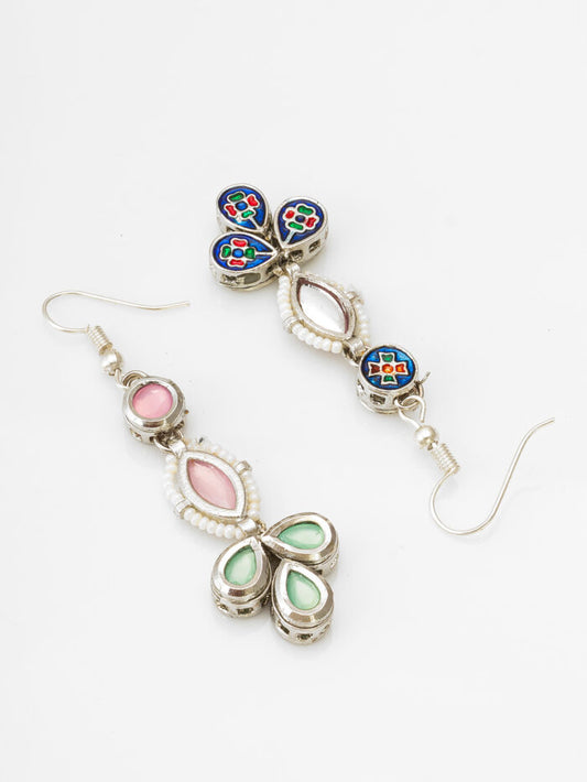 Pastel Kundan Chandelier Earrings