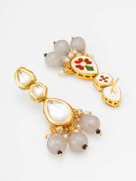 Regal Dewdrop White Kundan Drop Earrings