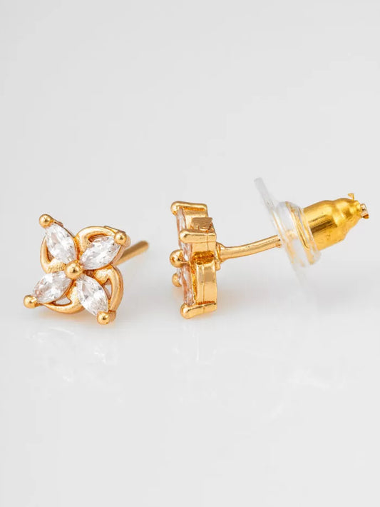 American Diamond Floral Stud Earrings