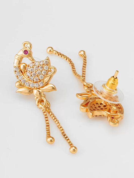 American Diamond Peacock Tassel Earrings