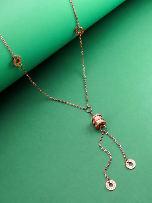 Stylish pendant with a 'luxe' feel and spinning bead elements.