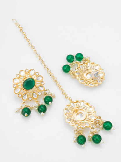 Regal Green Meenakari Kundan Jewelry Set