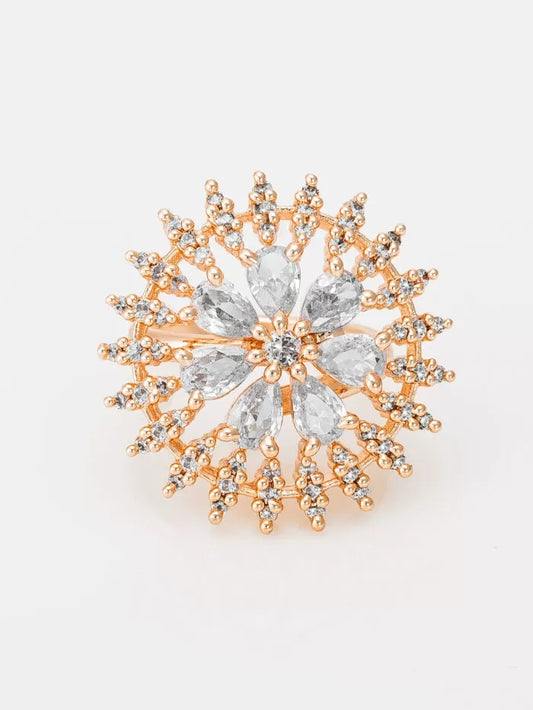 Sparkling White Floral AD Statement Ring