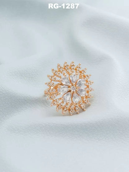 Sparkling White Floral AD Statement Ring