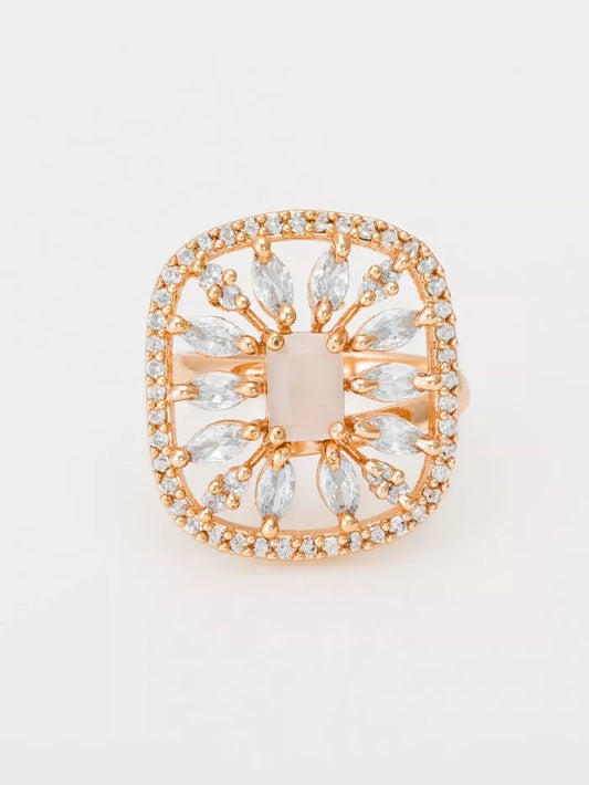 Crystal Bloom Rectangle Ring