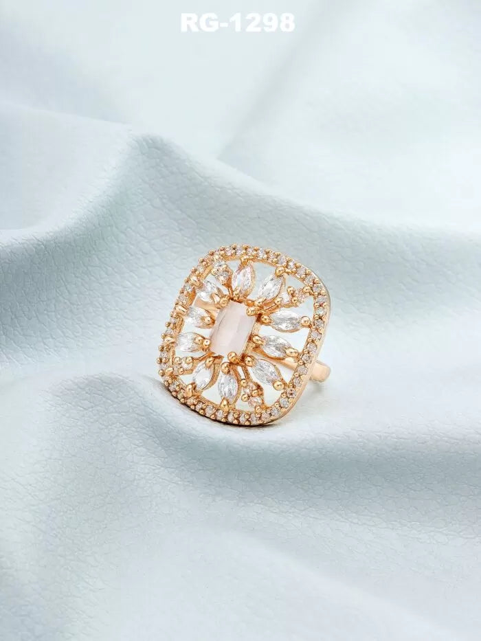Crystal Bloom Rectangle Ring