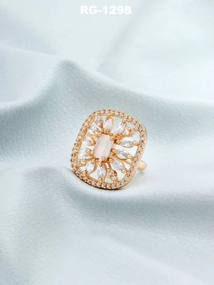 Crystal Bloom Rectangle Ring
