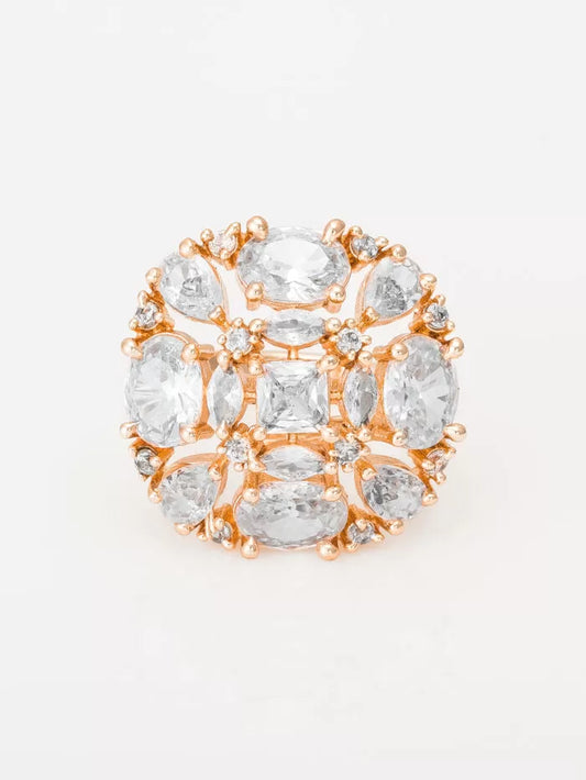 Crystal Bloom Rose Gold Ring