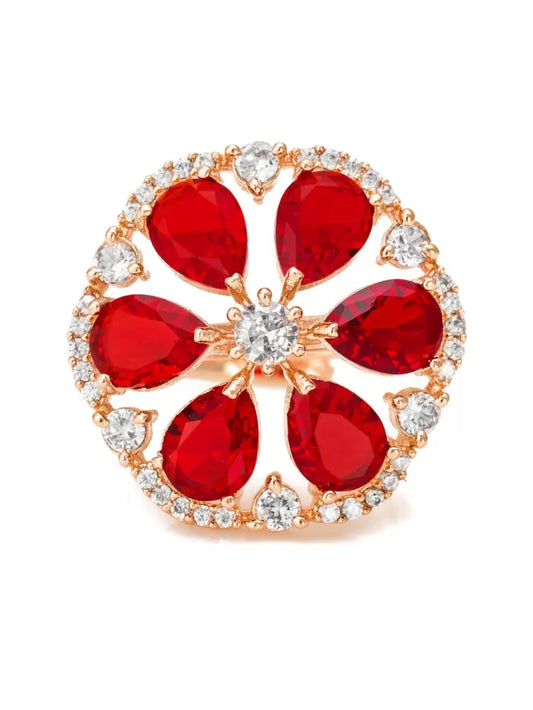 Ruby Radiance Petal Ring