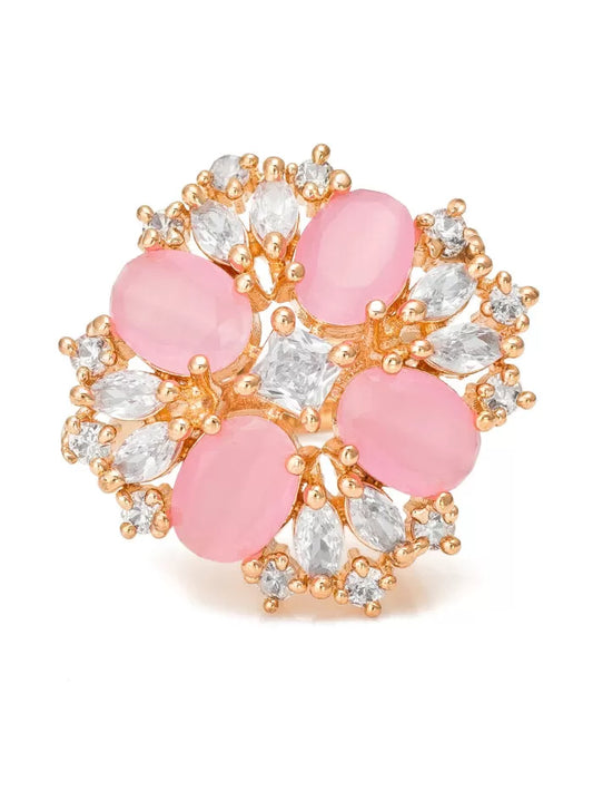 Rosy Gleam Floral Ring
